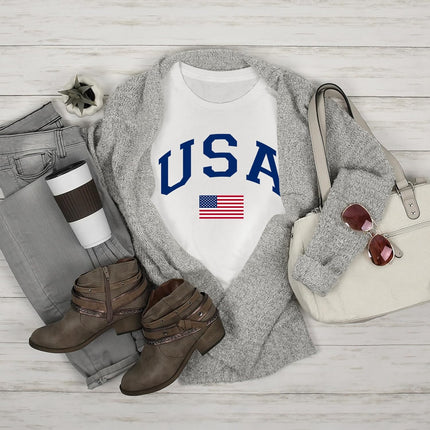 USA Patriotic Graphic T Shirt Independence Day American Flag July Fourth Unisex Tee