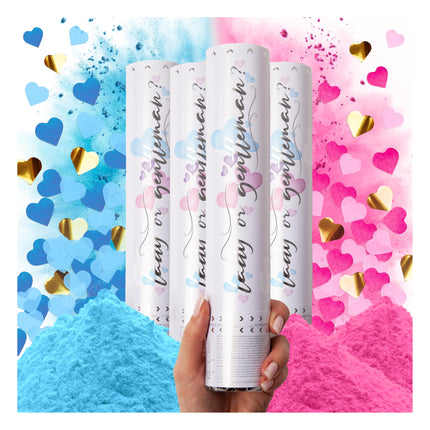 Gender Reveal Confetti Cannon, Biodegradable Blue Powder, 2 Pack