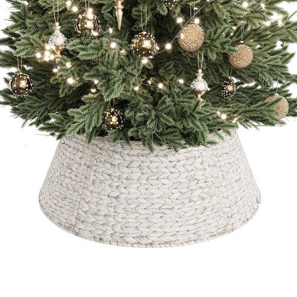 28 Inch Woven Rattan Christmas Tree Collar, 5-Piece Xmas Tree Skirt
