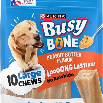 Purina Busy Bone Adult Dog Chew Bone Treats, Peanut Butter - 10 ct. Pouch