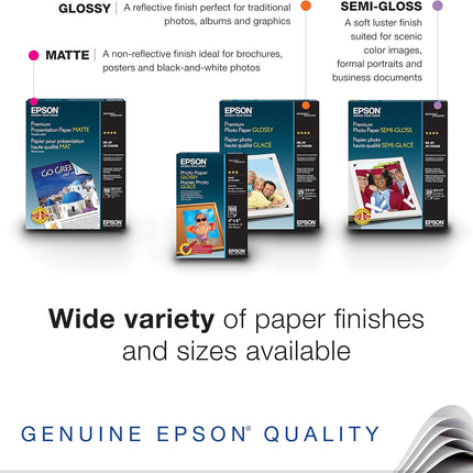 Epson S041727 Premium Photo Paper, 68 lbs., High-Gloss, 4 x 6 (Pack of 100 Sheets),White