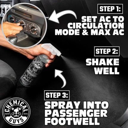 Chemical Guys Black Frost Air Premium Car Air Freshener Spray & Odor Eliminator - Crisp Masculine Scent Spray for Trucks, SUVs, RVs, and Motorcycles - Use in Home, Office, or Garage, 16 oz Bottle