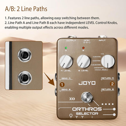 JOYO Line Selector Guitar Pedals 6 Mode Switch with AB 2 Effect Loops Independent Control Channel for Electric Guitar Bass (ORTHROS SELECTOR JF-24)