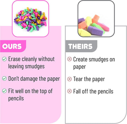 Pencil Top Erasers, 120 Pack, Latex-Free, No-Smudge - photo 3