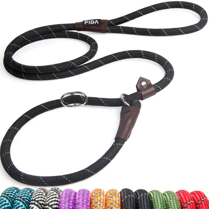 Durable Slip Lead Dog Leash, 6 FT x 1/2" Dog Training Leash, Black
