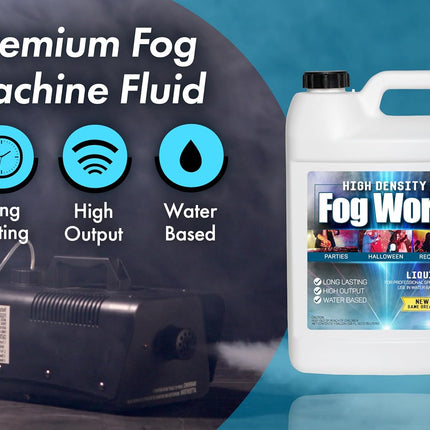FogWorx Extreme High Density Fog Juice Gallon - Long Lasting, High Output, Odorless Water Based Fog Machine Fluid - for 400 Watt to 1500 Watt Machines