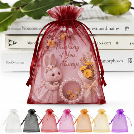 50PCS Organza Bags 5 x 7, White Small Gift Mesh Bags Drawstring Bulk