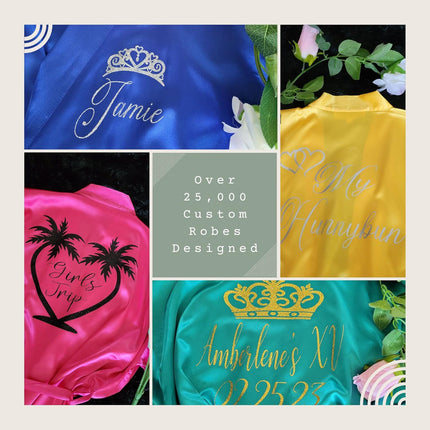 Custom Womens Robe, Sizes S-5XL, Add Symbols, Text & Monograms – Robes for Wedding, Girls Trips, Birthdays & More