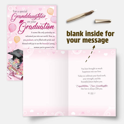 Graduation Card for Granddaughter, Heartfelt Granddaughter Graduation Card Gift from Grandma Grandpa, Proud of You Cards for Her