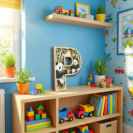 Personlized Layered Wooden Letters for Wall Decor, Wild Animal Wooden Nursery Letters, Wood Alphabet Name Signs for Kids Room, Letras Personalizadas para Decorar, Nursery Decor, Playroom Decor