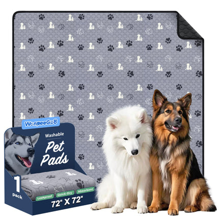 Washable Pee Pads for Dogs, Waterproof, 18 x 24 in, 4 Pack, Gray