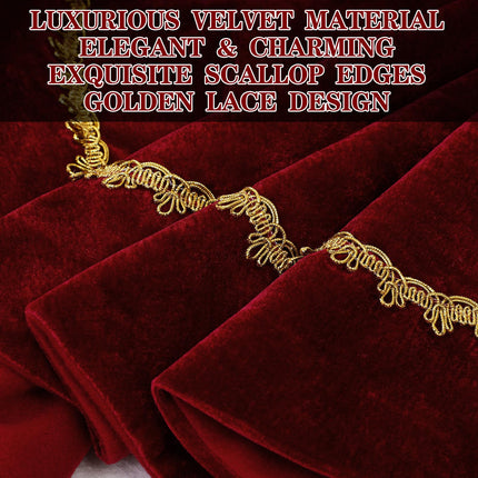 Red 48 Inch Christmas Tree Skirt Velvet Scallop Ddge