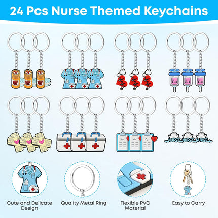 96 Pcs Nurse Appreciation Gifts Bulk 2026 Nurses Week Gifts with 24 Ballpoint Pens 24 Bookmarks 24 Keychains 24 Bags Thank You Gift for Nurse Doctor Medical Assistant Nursing Student Healthcare Worker