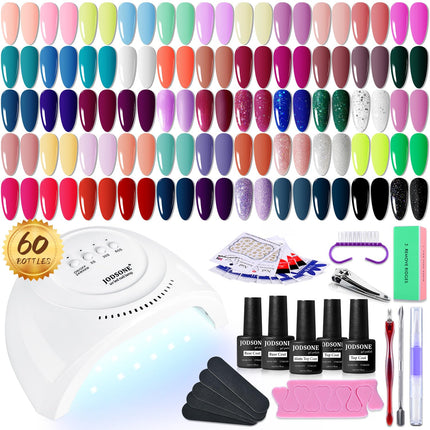 Set de 36 PCS de esmalte de gel para uñas-32 colores kit de esmalte de gel base coat glossy matte y glitter top coat colección verde azul rojo rosa para mujeres