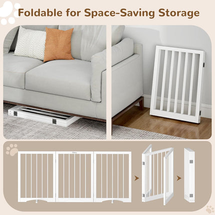 Free Standing Dog Gate Indoor, Foldable Dog Gate for Doorways Stairs Hallways, 3-Panel Freestanding Pet Gate with Support Feet for Stability, Folding Puppy Gate Easy to Move, Doggy Gate 54"x24"