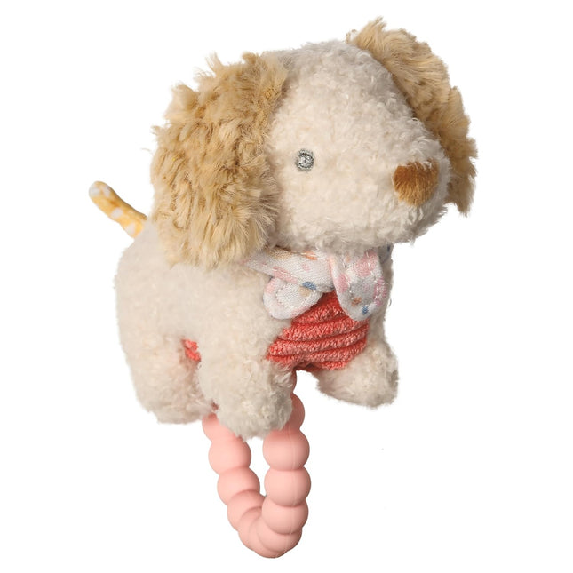 Soft Baby Rattle with Soothing Teether Ring, 6-Inches, Tan Dancing Dachshund