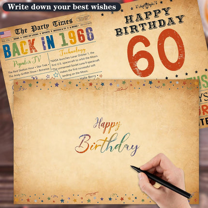 Happy 60th Birthday Card & Gifts for Women Men, 60 Year Old Birthday Party Decorations for Dad Mom, 60th Birthday Gift for Husband Wife, Back In 1966