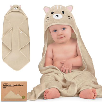 Hooded Baby Towel for Newborn, Baby Bath Towels (Frog, 35x35)