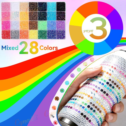 32000Pcs 3MM Colors Flatback Rhinestones for Bedazzling, Jelly Resin Crystal Rhinestones Gems, Colorful Gems Bedazzling for Crafting DIY Face Makeup Crafts Tumblers