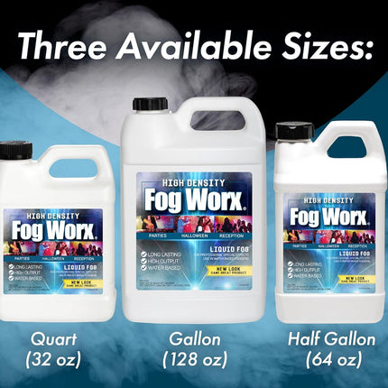 FogWorx Extreme High Density Fog Juice Gallon - Long Lasting, High Output, Odorless Water Based Fog Machine Fluid - for 400 Watt to 1500 Watt Machines