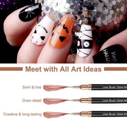 Metallic Nail Art Pens, Liner Brushes Set, 5PCS Black Nail Tools