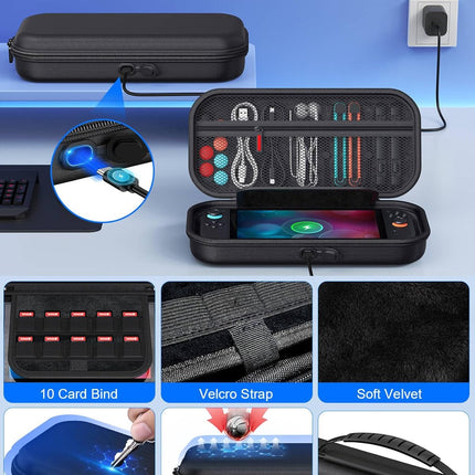 Switch 2 Accessories, [Charge Inside]Case Bundle for Nintendo Switch 2 2025 Console, 23 IN 1 Kit:Carrying Case,Controller Charger,Protective Shell,Grip for Joycon,Steering Wheel for Mario Kart