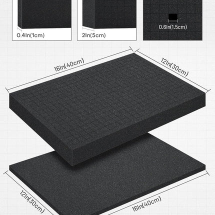 Pick and Pluck Foam 4-Pack (2P 16x12x2"+2P 16x12x0.4"). Tool Box Foam Organizer, High-Density - photo 2