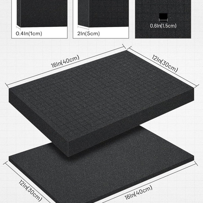 Pick and Pluck Foam 4-Pack (2P 16x12x2"+2P 16x12x0.4"). Tool Box Foam Organizer, High-Density - photo 2