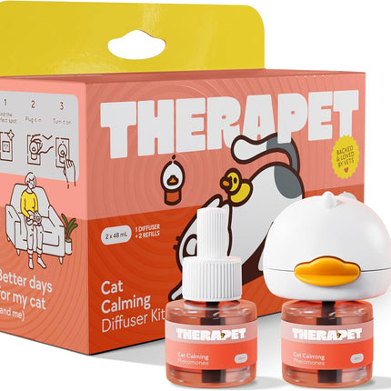 TherapetMD 60-Day Cat Calming Diffuser - Cat Pheromone Diffuser for Stress, Pee Spraying, Cat Fighting, Aggression, Excessive Meowing & Scratching - 60-Day Refill Included - Packaging May Vary