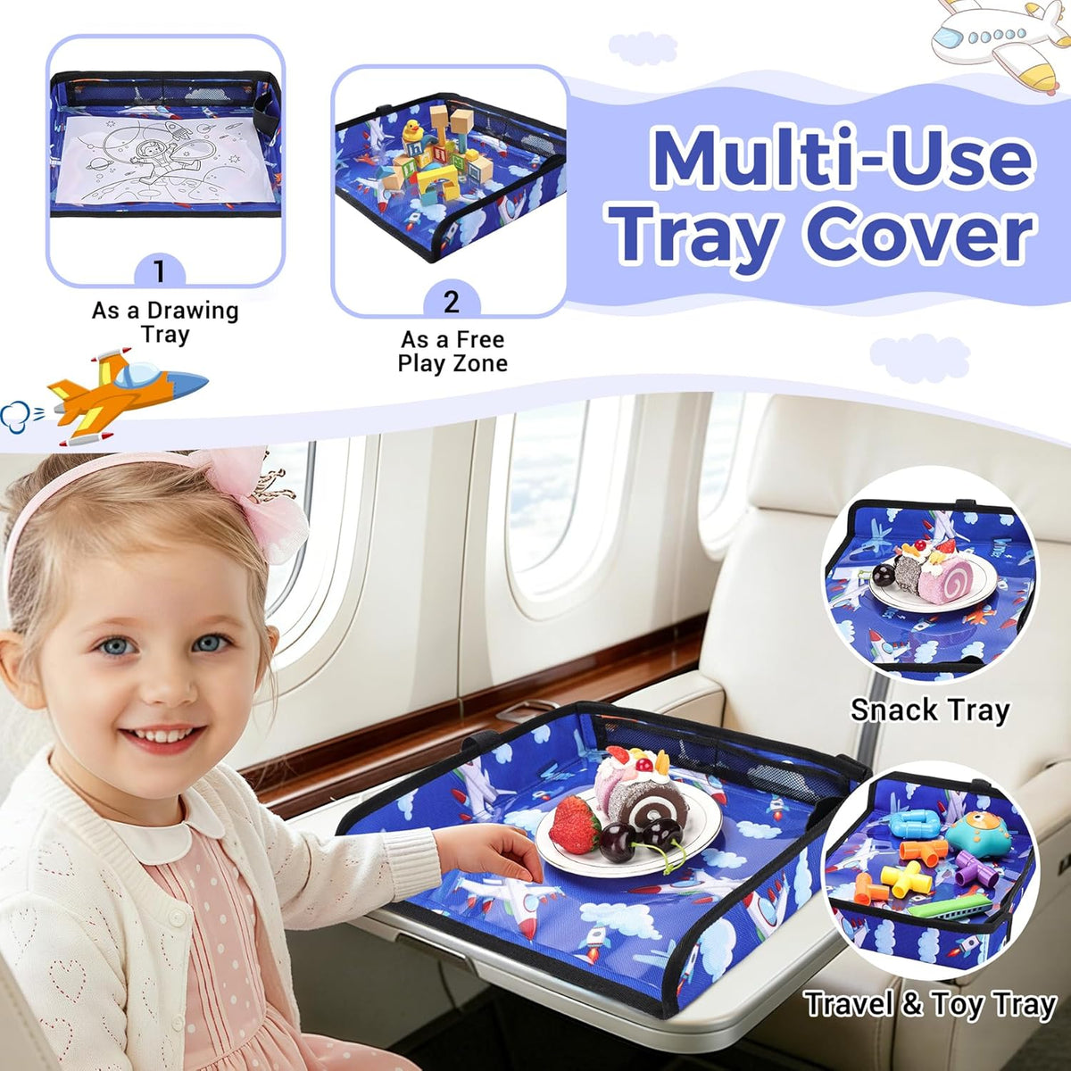 Airplane Tray Table Cover – Foldable Travel Tray Cover for Toddlers 1-3 – Universal Fit for Airplane - photo 4