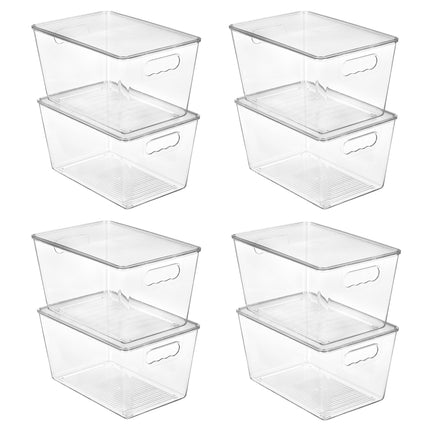 6 Pack Clear Stackable Storage Bins with Lids and Handles, Large