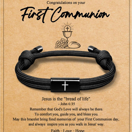 PEALICIOUS First Communion Gifts for Girls Boys, Cute Cross Bracelet as 1st Communion Favors Holy Religious Jewelry Christian Catholic Gifts for Son Daughter Niece, Easter Basket Stuffers for Teen