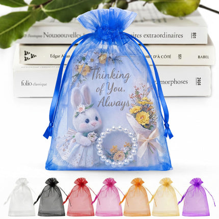 50PCS Organza Bags 5 x 7, White Small Gift Mesh Bags Drawstring Bulk