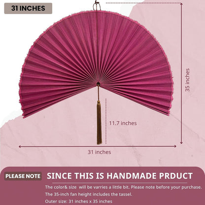 Large Bamboo Japanese-Style Folding Fan Wall Decor, 31 Inch - photo 3
