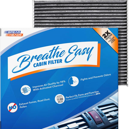 Spearhead Odor Defense Breathe Easy AC & Heater Cabin Filter | Fits 2015-2017 Chrysler 200, 2014-2018 Cherokee Like OEM | Up to 25% Longer Lasting w/Activated Carbon (BE-000)