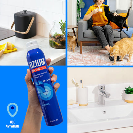 Spray sanitizante de aire y eliminador de olores de 8 Oz.