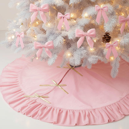 Falda de árbol de Navidad de terciopelo, 48 Inches, estilo moño, verde salvia