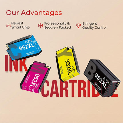 ejet 952XL Ink Cartridges Combo Pack Replacement for HP 952XL 952 XL 952XL Ink 4 Pack Works with HP Officejet Pro 8710 8720 8210 7740 7720 8715 8703 Officejet 8702 Printer, Black Cyan Magenta Yellow