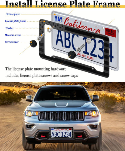 American Flag License Plate Frame- 2 Pack Patriotic ABS Plastic Car - photo 5