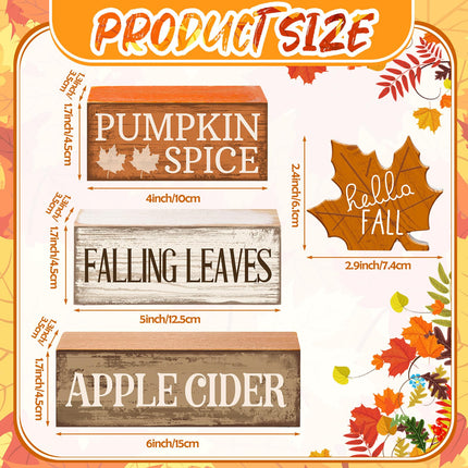 4 Pcs Thanksgiving Table Decor Wooden Stacked Maple Leaf Fall Decor