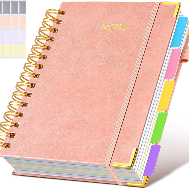 Hardcover Spiral Notebook journal with Removable Dividers Tabs