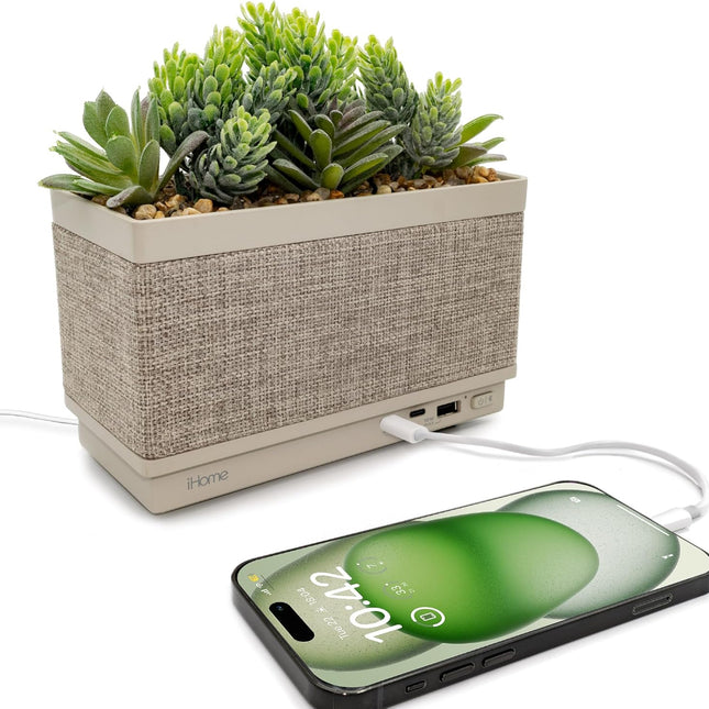 Charging Station, Faux Succulent with USB Charging Station
