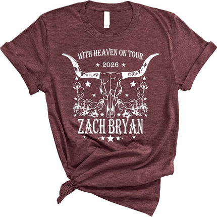Western Skull Tour Style T Shirt for Country Music Fans, Vintage Americana Graphic Tee for Concert Festivals and Casual Wear