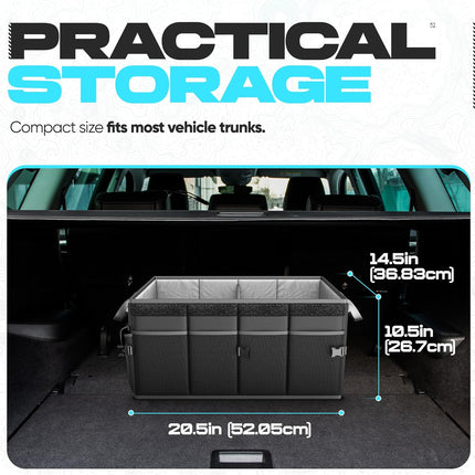 FORTEM Trunk Organizer For SUV Car Trunk Organizer, Foldable Storage, Car Accessories for Women Men, Collapsible Bag, Perfect Christmas Gifts, 600D Oxford, Non Slip Bottom, Straps, Soft Cover (50L)