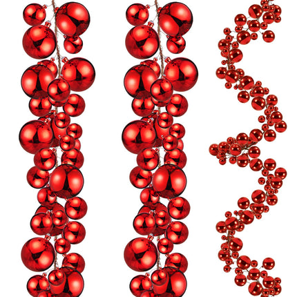 2 Pcs 6 ft Christmas Ball Ornament Garland, Champagne Gold