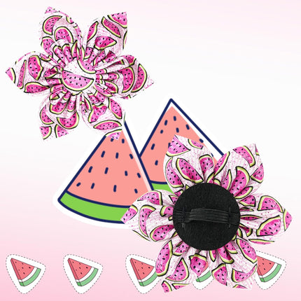 Elegant little tail Dog Collar with Flower, Watermelon Print Pet Collar Flower Pet Collars Summer Cute Adjustable Dog Collars for X-Small Dogs