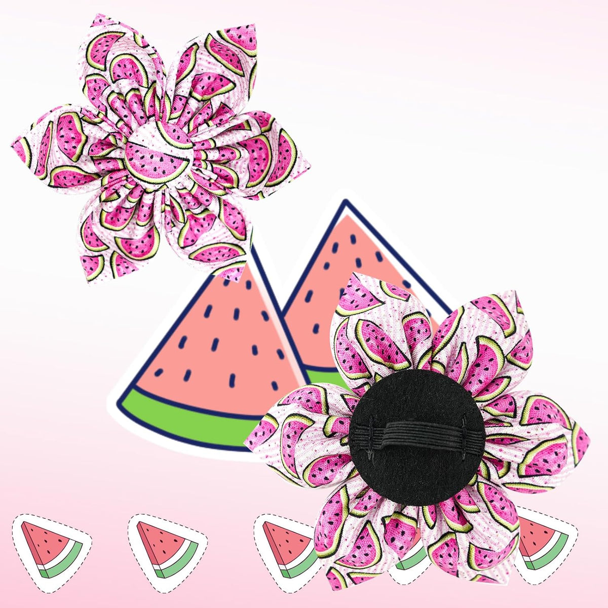 Watermelon Print Adjustable Dog Collar with Flower for X-Small Dogs - photo 4