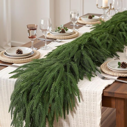 9FT Christmas Garland, Artificial Real Touch Norfolk Pine Garland