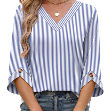 3/4 Length Sleeve Womens Tops Dressy Casual Blouses V Neck T Shirts Summer Tops Spring Outfits Loose Fit