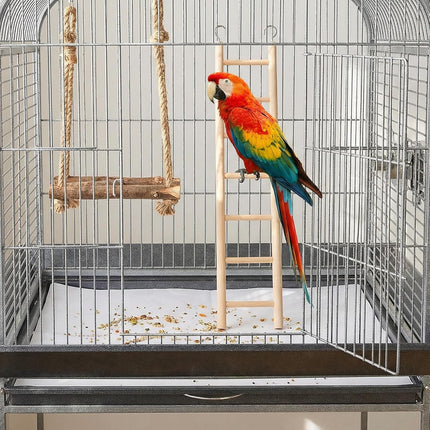 2 Pack Bird Ladder, Wooden Bird Cage Ladder Birds Cage Accessories for Parakeets, Parrots, Cockatoo & Lovebirds (6 Step & 8 Step)